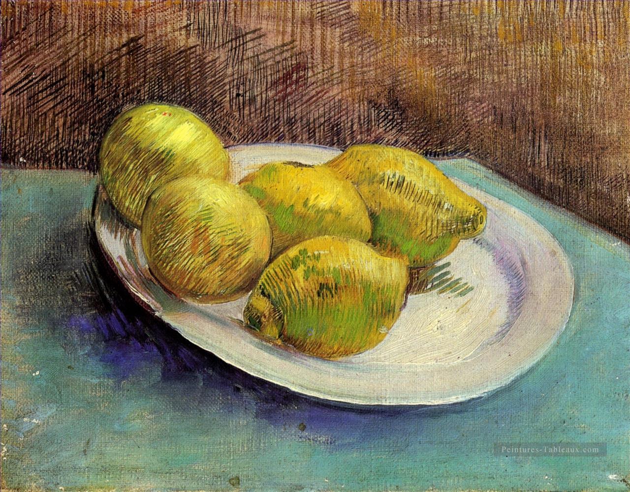 Nature morte avec des citrons sur une plaque Vincent van Gogh Peintures à l'huile